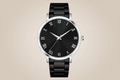 Classic Black Dial Roman Numeral Women's Watch | Premium Steel Wristwatch