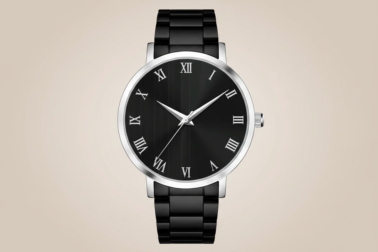 Classic Black Dial Roman Numeral Women's Watch | Premium Steel Wristwatch