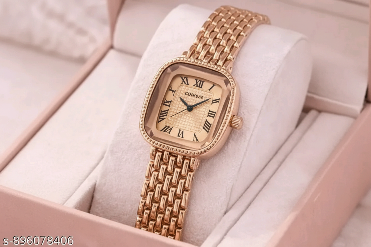 Premium Rose Gold Square Dial Women's Watch | COHOHS Luxury Bracelet Watch